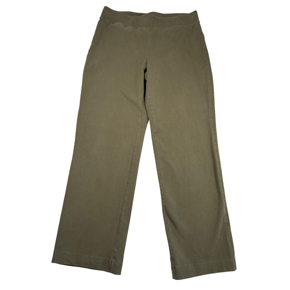Lands End Starfish Straight Leg Pants Womens Large 14-16 Olive Green Pull On